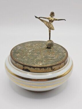 Vintage Tokiwa Japan Ballerina Music Box (Brass, Ceramic) Works Perfectly